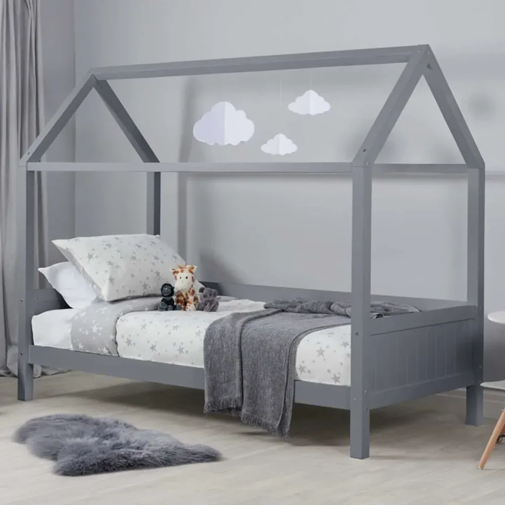 Herrin Single Bed Frame - Grey, Wood image