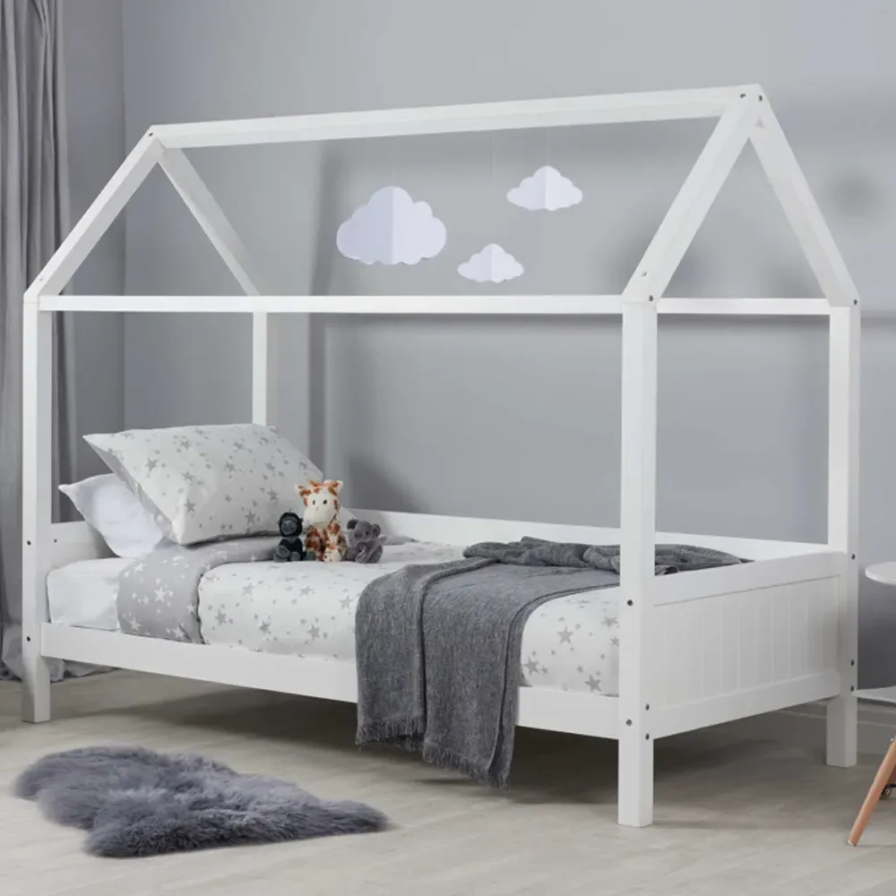 Herrin Single Bed Frame - White, Wood
