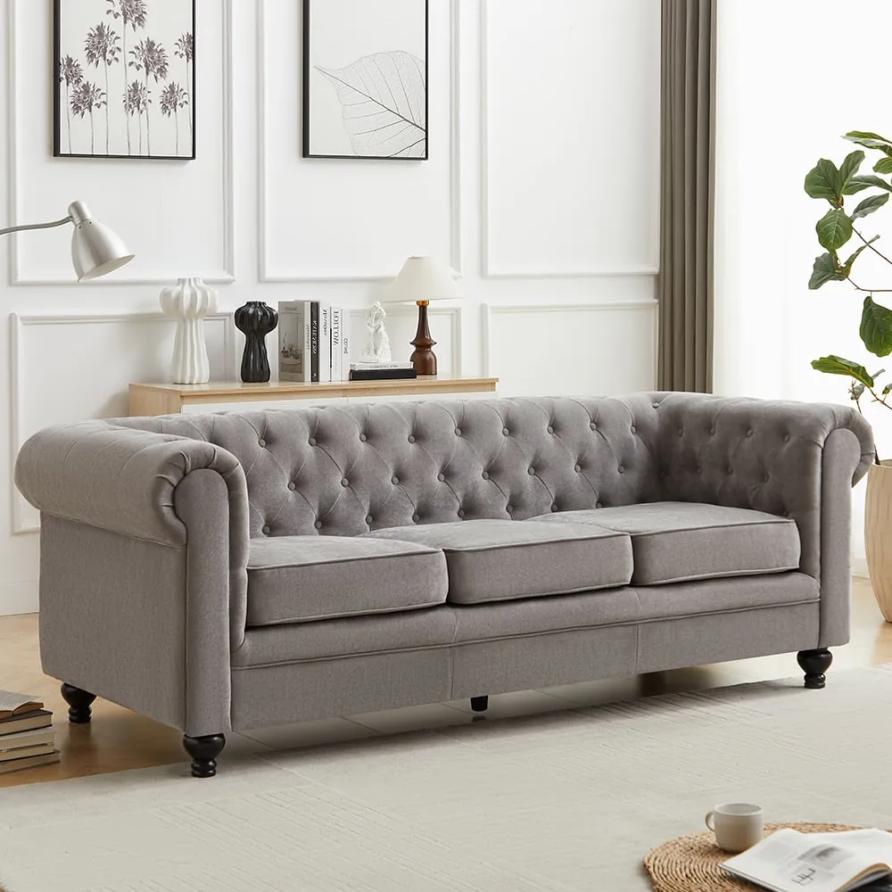 Hertford 3-Seater Sofa - Grey, Fabric