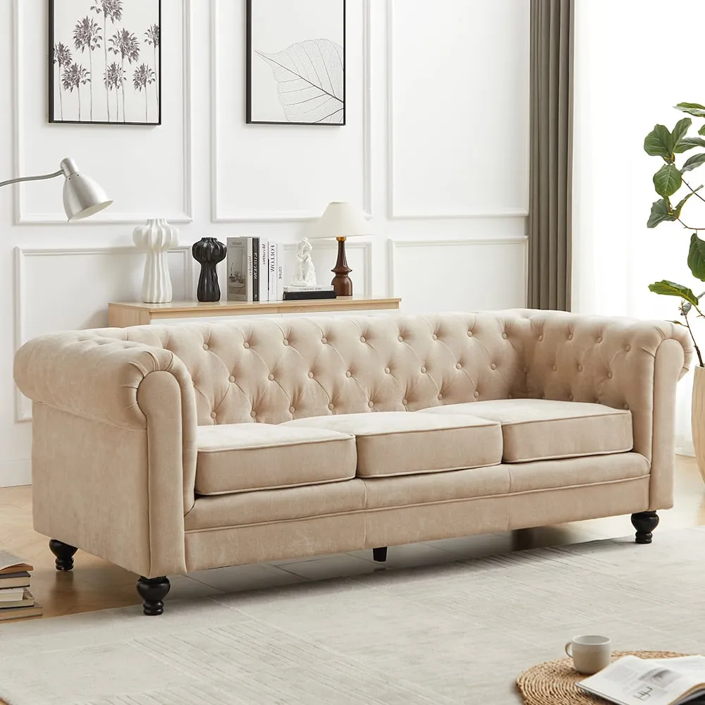 Hertford 3-Seater Sofa - Stone, Fabric