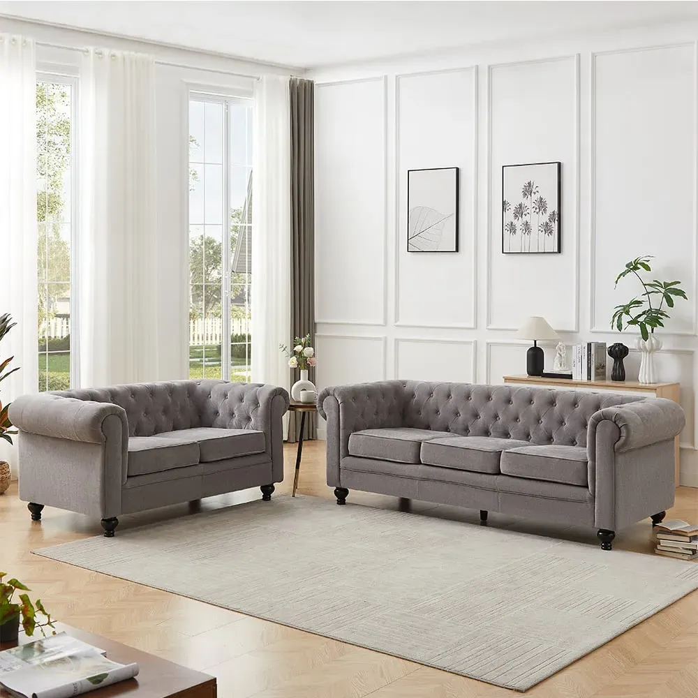 Hertford 3+2 Seater Sofa Set - Grey, Fabric image