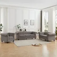 Hertford 3+2+1 Seater Sofa Set - Grey, Fabric