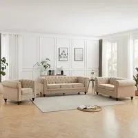 Hertford 3+2+1 Seater Sofa Set - Stone, Fabric