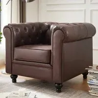 Hertford Chesterfield 1-Seater Sofa - Dark Brown, Faux Leather