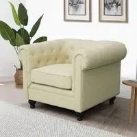 Hertford Chesterfield 1-Seater Sofa - Ivory, Faux Leather