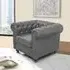 Hertford Chesterfield 1-Seater Sofa - Vintage Grey, Faux Leather