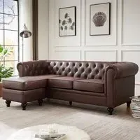 Hertford L-Shaped Corner Sofa - Dark Brown, Faux Leather