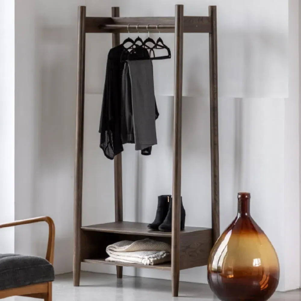 Hervey Coat Rack with Shelf - Smoked, Oak