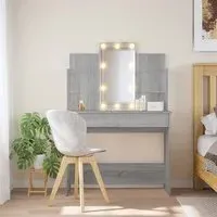 Hervey Dressing Table with LED - Grey, Engineered Wood