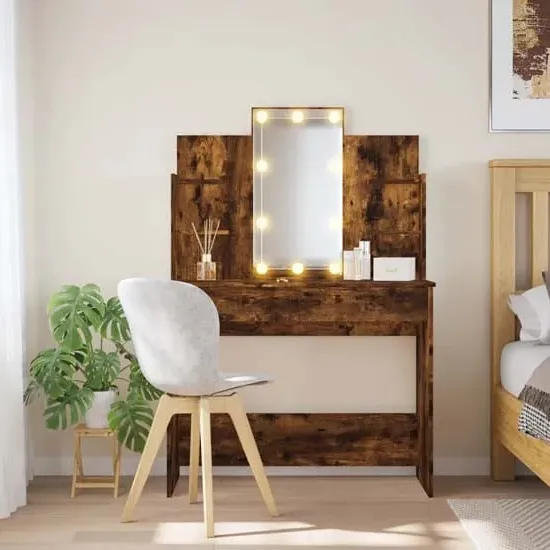 Hervey Dressing Table with LED - Smoked Oak, Engineered Wood image