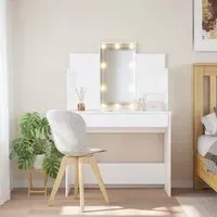 Hervey Dressing Table with LED - White, Engineered Wood