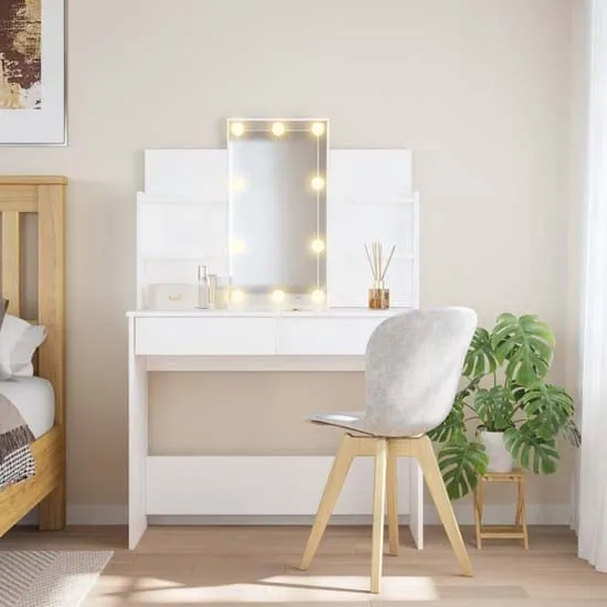 Hervey Dressing Table with LED - White, Engineered Wood