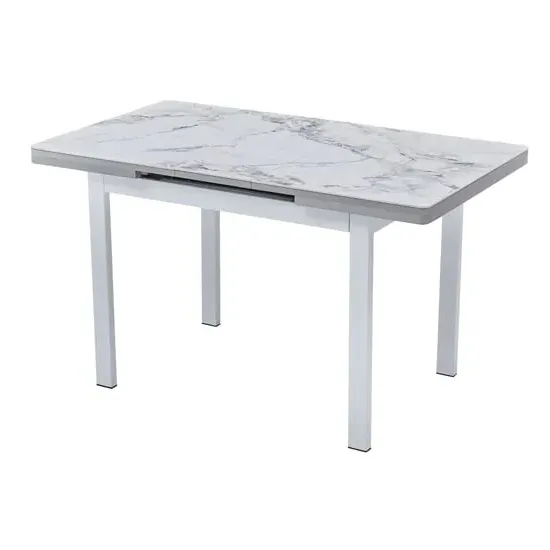 Hervey Extendable Dining Table - White, Sintered Stone