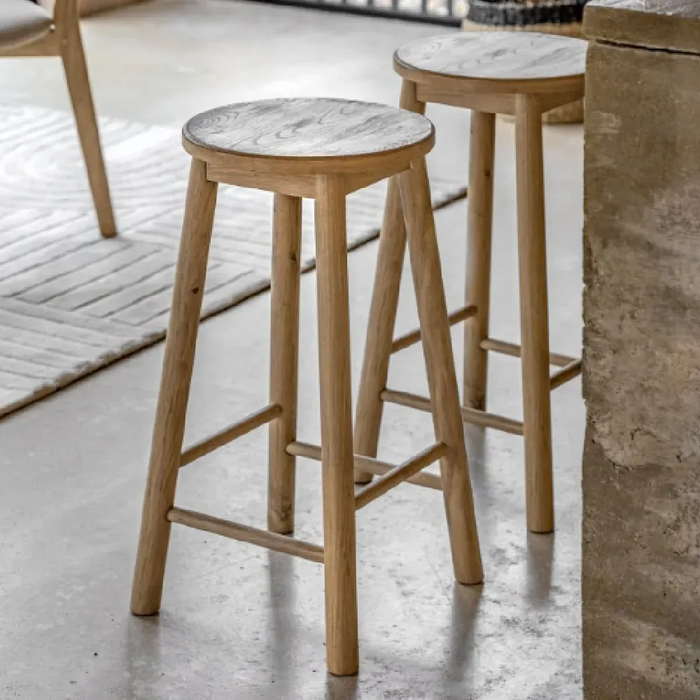 Hervey Round Stool - Natural, Oak image