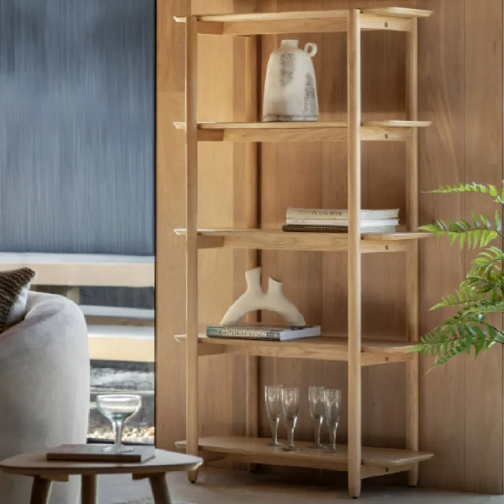 Hervey Tall Bookcase with 4 Shelves - Natural, Oak image