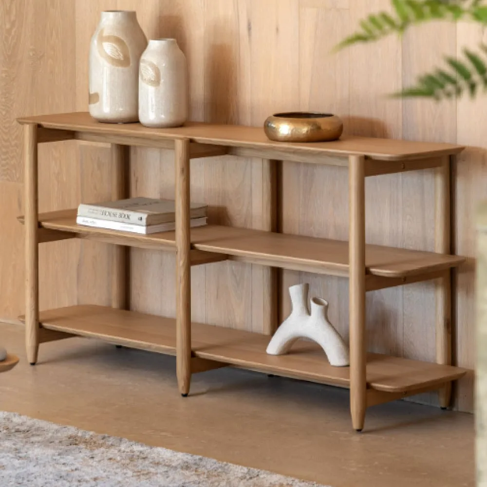 Hervey Wide Bookcase with 4 Shelves - Natural, Oak