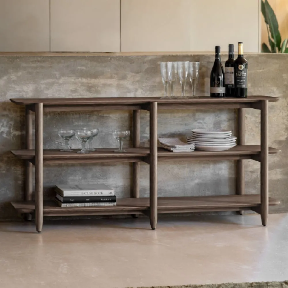 Hervey Wide Bookcase with 4 Shelves - Smoked, Oak