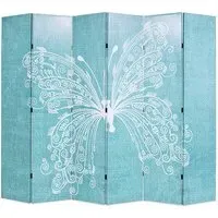 Hessa Folding Room Divider - Butterfly Blue, Canvas