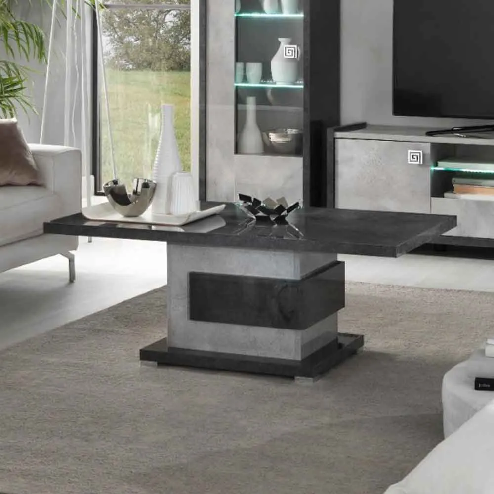 Heston Coffee Table High Gloss Tiered - Grey, Wood product