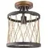 Heston Semi Flush Light - Matt Black, Rustic Bronze