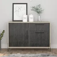 Heswall Wooden Sideboard with 2 Doors 1 Drawer - Grey, Oak