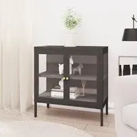 Hetty Glass Sideboard with 2 Doors - Anthracite, Steel