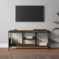 Hetty Small TV Stand with 2 Shelves - Smoked Oak