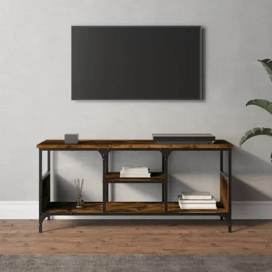 Hetty Small TV Stand with 2 Shelves - Smoked Oak