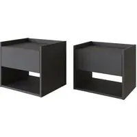 Hever Wall Hung Bedside Cabinets Pair - Anthracite, Wood
