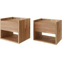 Hever Wall Hung Bedside Cabinets Pair - Oak, Wood
