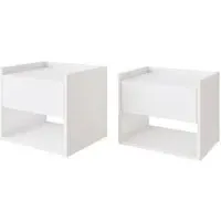 Hever Wall Hung Bedside Cabinets Pair - White, Wood