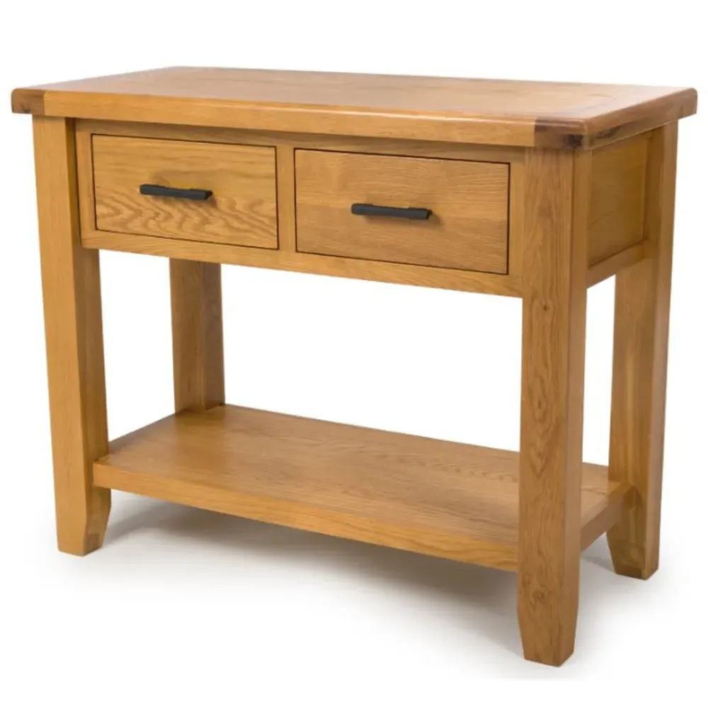 Hewitt Console Table with 2 Drawers - Rustic Oak image