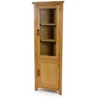 Hewitt Corner Display Cabinet with 2 Doors - Rustic Oak