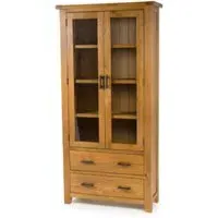 Hewitt Display Cabinet with 2 Doors 2 Drawers - Rustic Oak