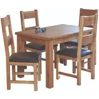 Hewitt Extendable Dining Set with 4 Chairs - Rustic Oak, Brown