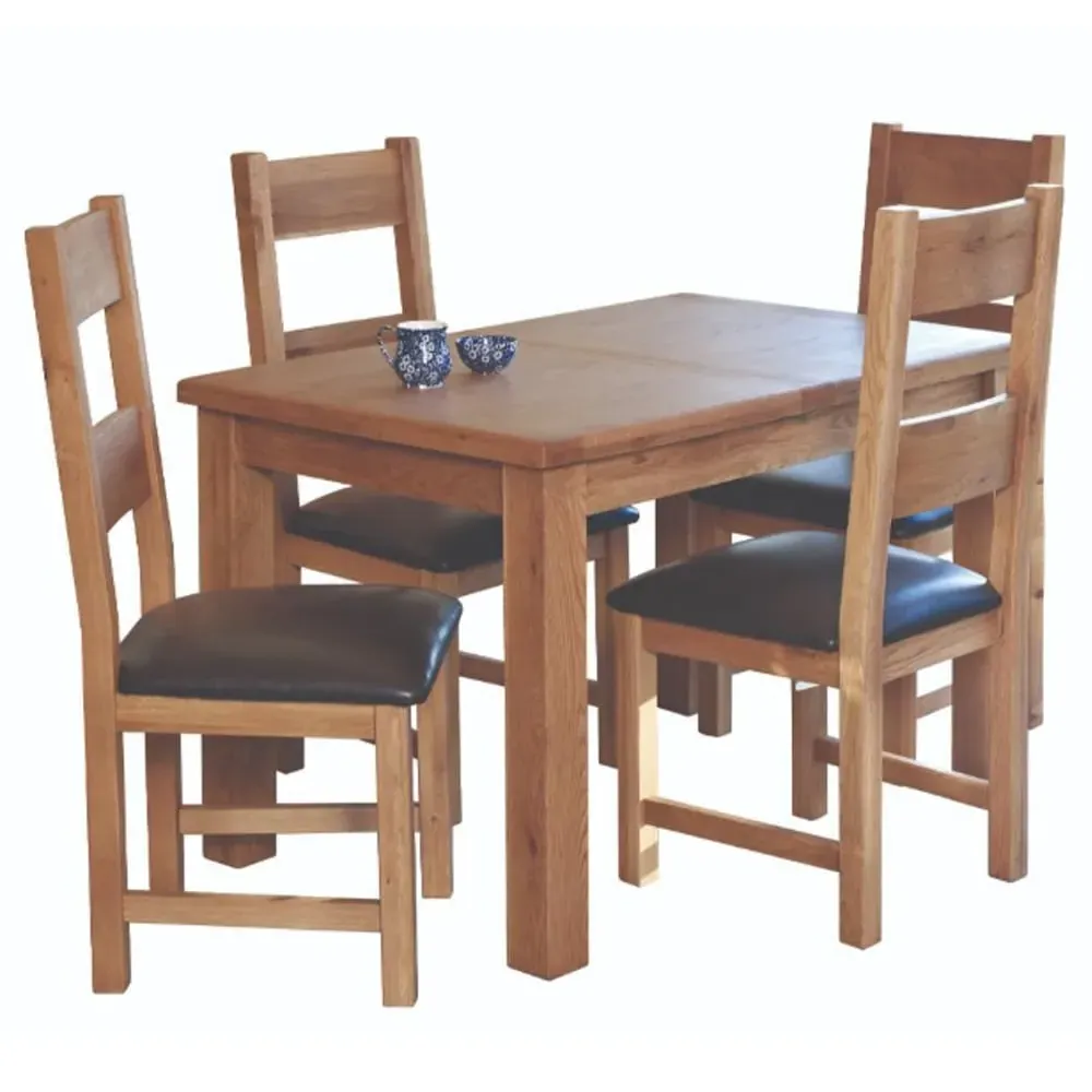 Hewitt Extendable Dining Set with 4 Chairs - Rustic Oak, Brown