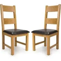 Hewitt Oak Dining Chairs with Leather Seat - Black, Oak