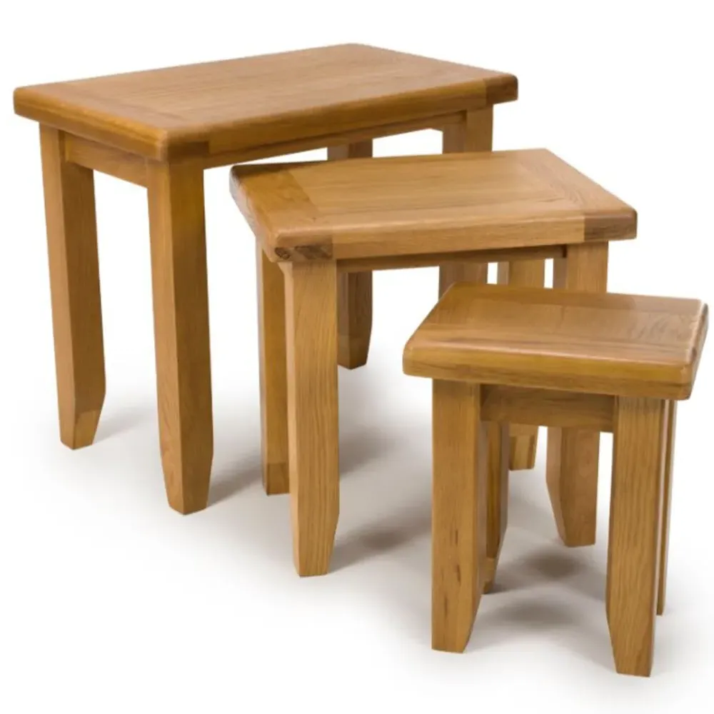 Hewitt Set of 3 Nesting Tables - Rustic Oak image