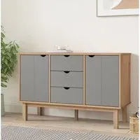 Hewitt Sideboard with 3 Drawers 2 Doors - Brown Grey, Pine Wood