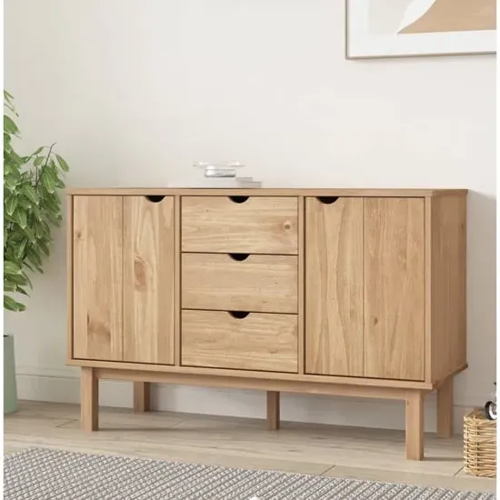Hewitt Sideboard with 3 Drawers 2 Doors - Brown, Pine Wood image