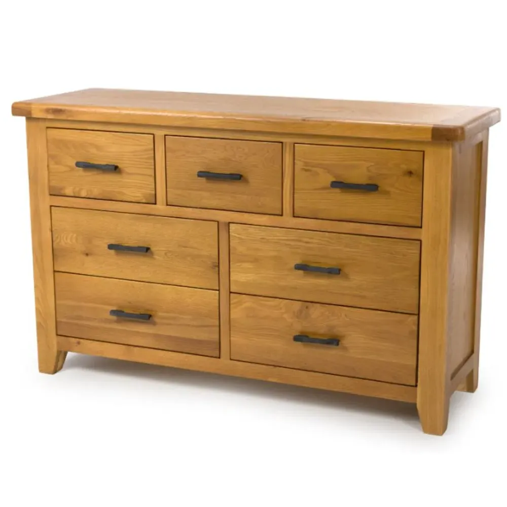 Hewitt Wide 7 Drawer Chest - Rustic Oak