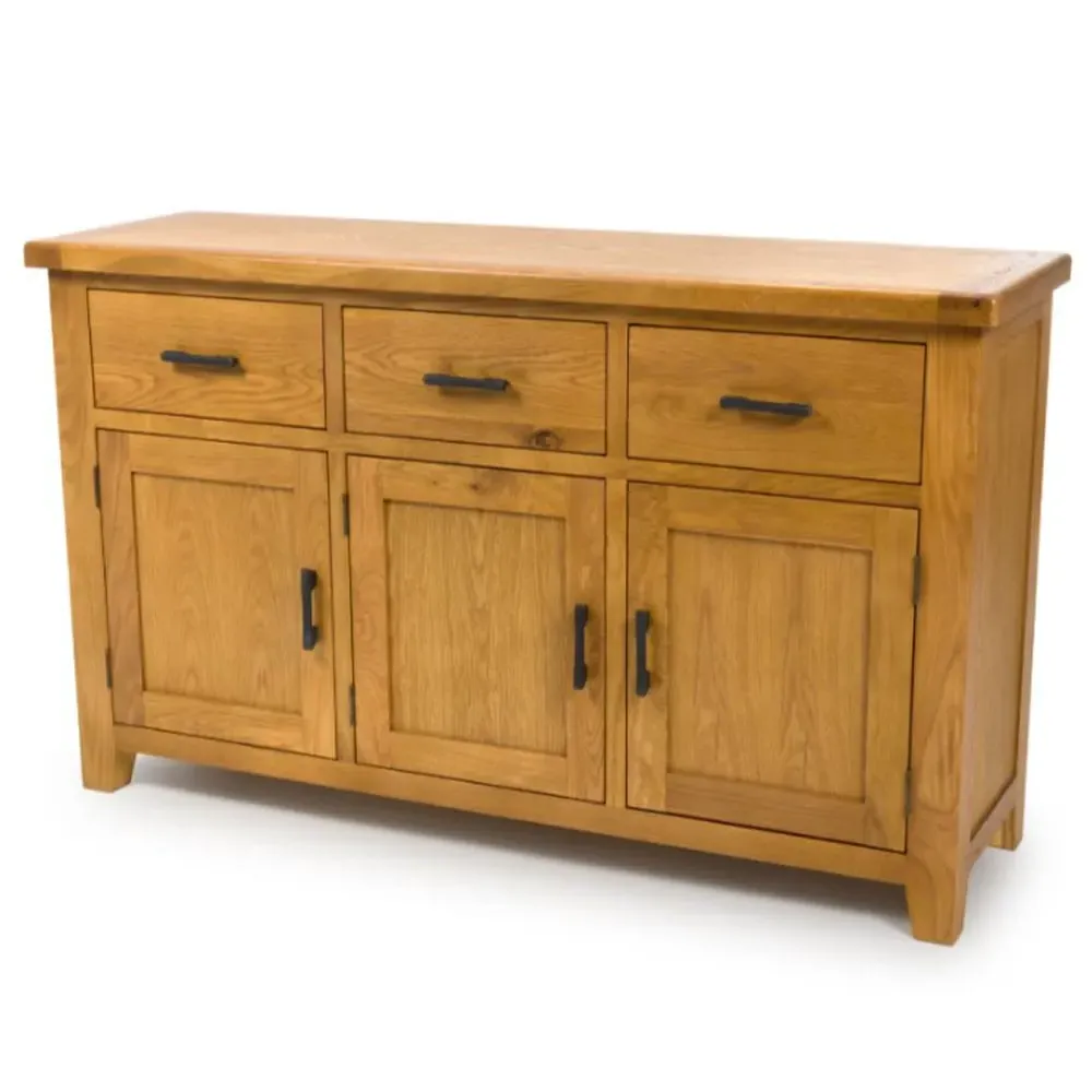 Hewitt Wooden Sideboard with 3 Doors 3 Drawers - Rustic Oak
