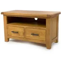 Hewitt Wooden TV Stand with 2 Drawers - Rustic Oak