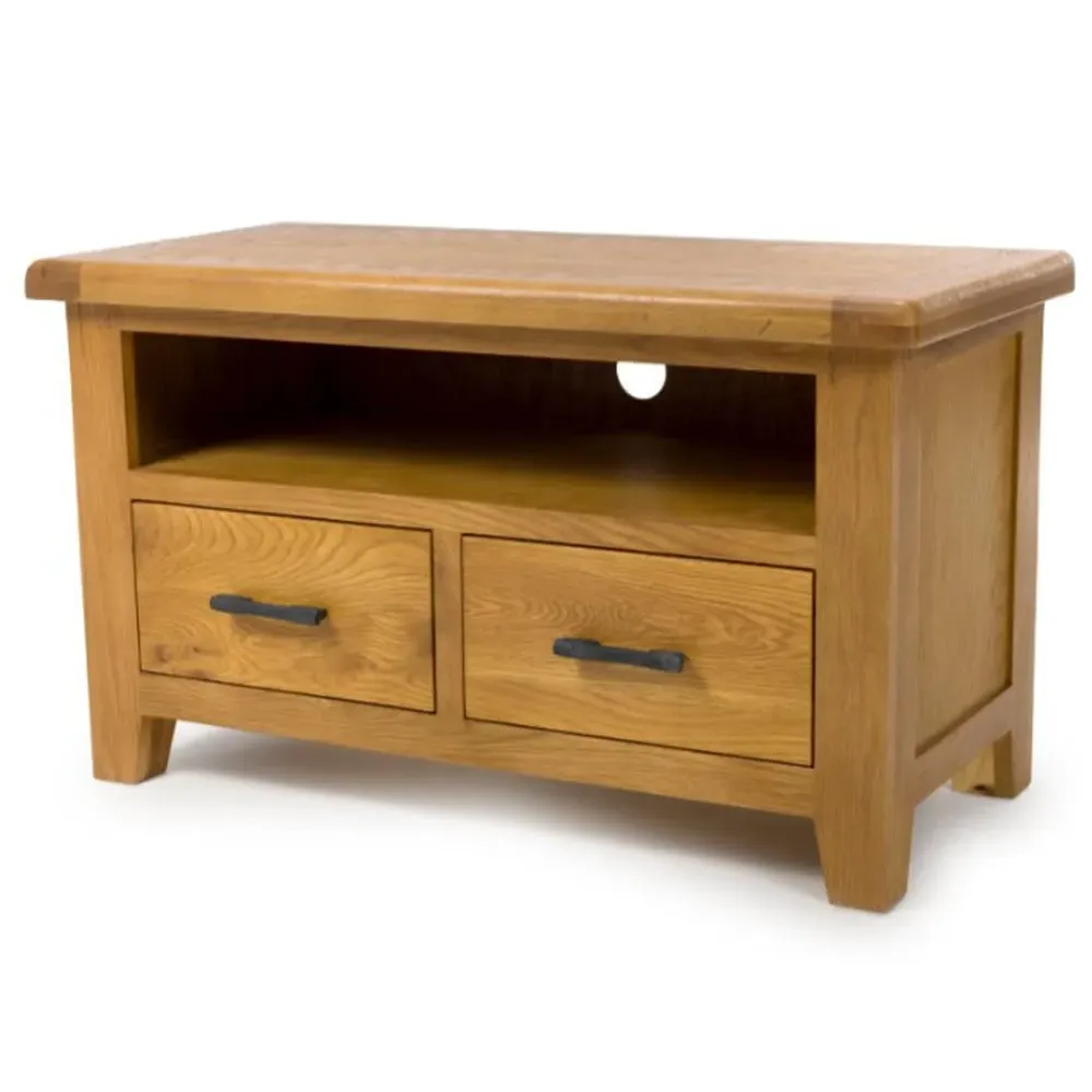 Hewitt Wooden TV Stand with 2 Drawers - Rustic Oak image