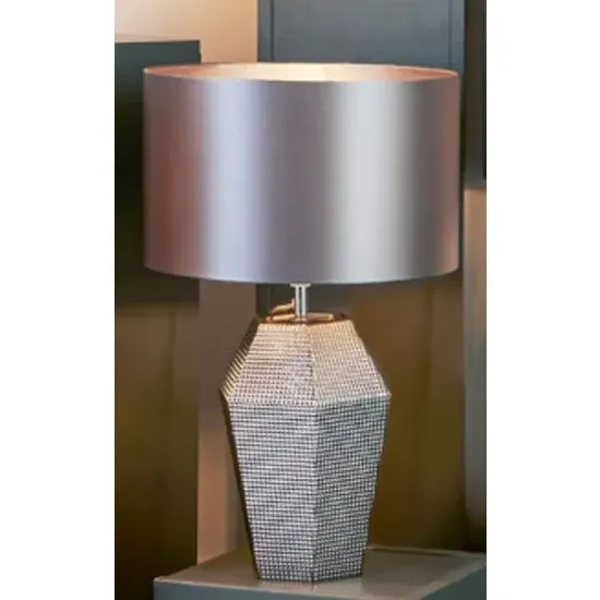 Hexagonal Smoked Glass Table Lamp - Grey image