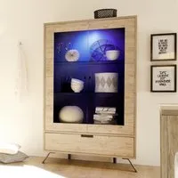 Heyford Display Cabinet with 2 Doors and LED - Sherwood Oak