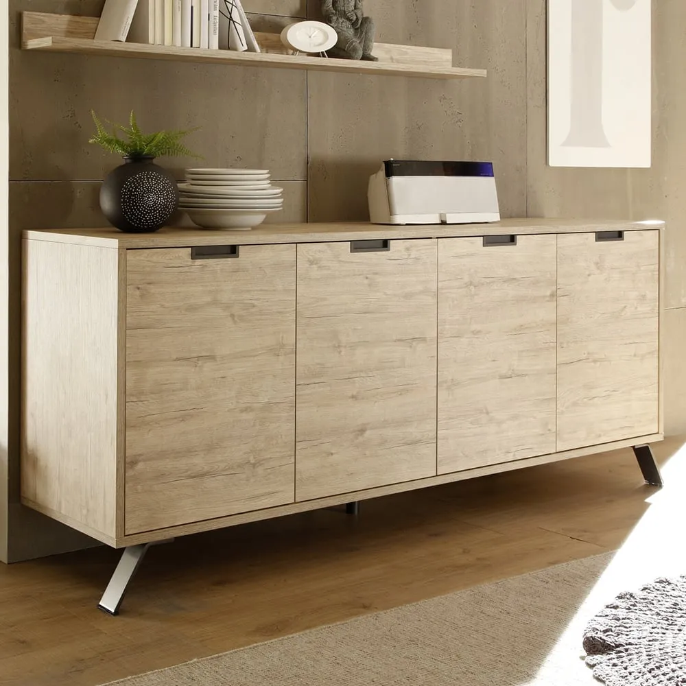 Heyford Wooden Sideboard 4 Doors - Sherwood Oak