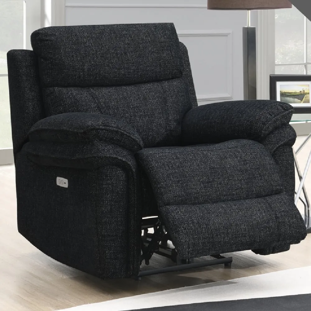 Hialeah 1-Seater Electric Recliner Sofa - Black, Fabric image