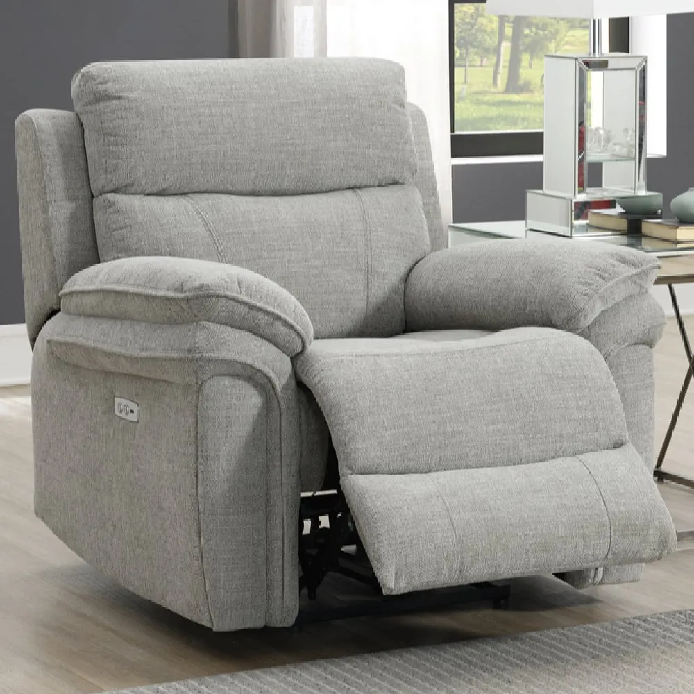 Hialeah 1-Seater Electric Recliner Sofa - Grey, Fabric