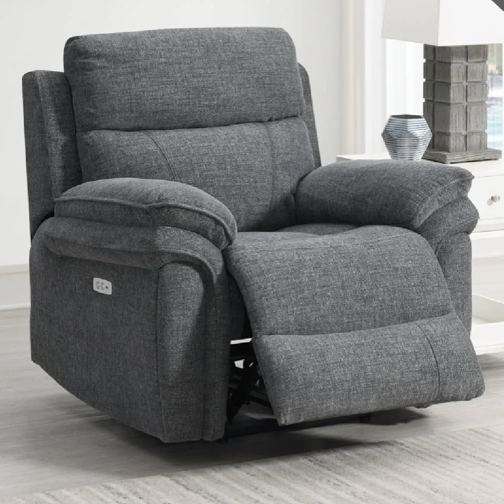 Hialeah 1-Seater Electric Recliner Sofa - Grey, Fabric